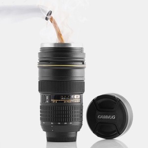 CANECA TÉRMICA COM TAMPA LENTE PRETA