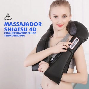 MASSAJADOR SHIATSU 4D COM INFRAVERMELHOS TERMOTERAPIA