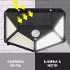 LUZ LED SOLAR DE PAREDE COM SENSOR DE MOVIMENTO - 100 LEDS