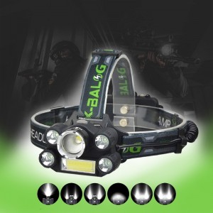 LANTERNA LED RECARREGÁVEL DE CABEÇA 6000 LUMENS COM 6 MODOS