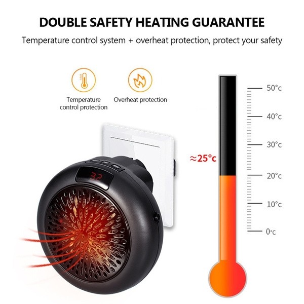 Aquecedor Digital Elétrico de ligar à parede - 900W