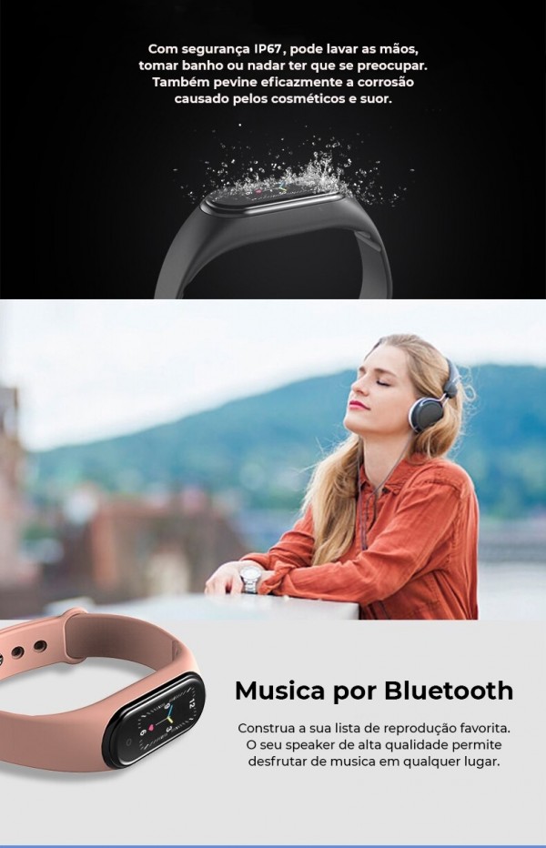 BRACELETE RELÓGIO M5 - MEDIÇÃO DE PULSAÇÃO, PRECISÃO ARTERIAL E OXIGÉNIO