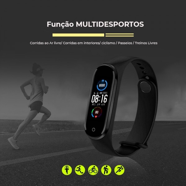 BRACELETE RELÓGIO M5 - MEDIÇÃO DE PULSAÇÃO, PRECISÃO ARTERIAL E OXIGÉNIO