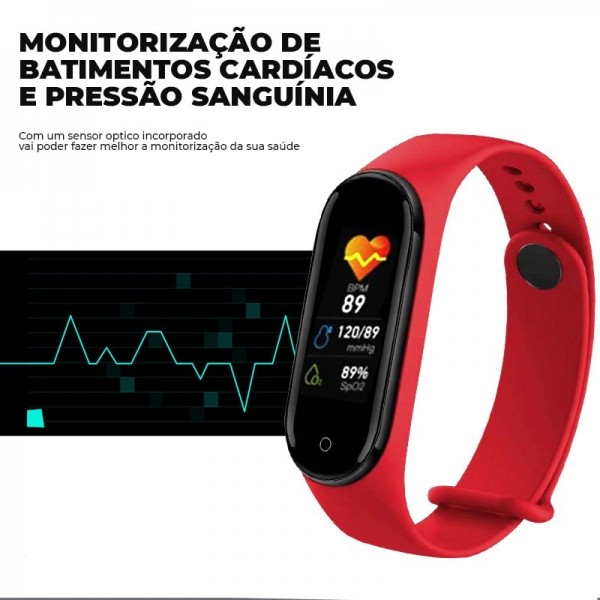 BRACELETE RELÓGIO M5 - MEDIÇÃO DE PULSAÇÃO, PRECISÃO ARTERIAL E OXIGÉNIO