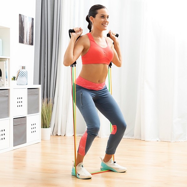 ELÁSTICOS RESISTENTES COM ACESSÓRIOS E GUIA DE EXERCÍCIOS