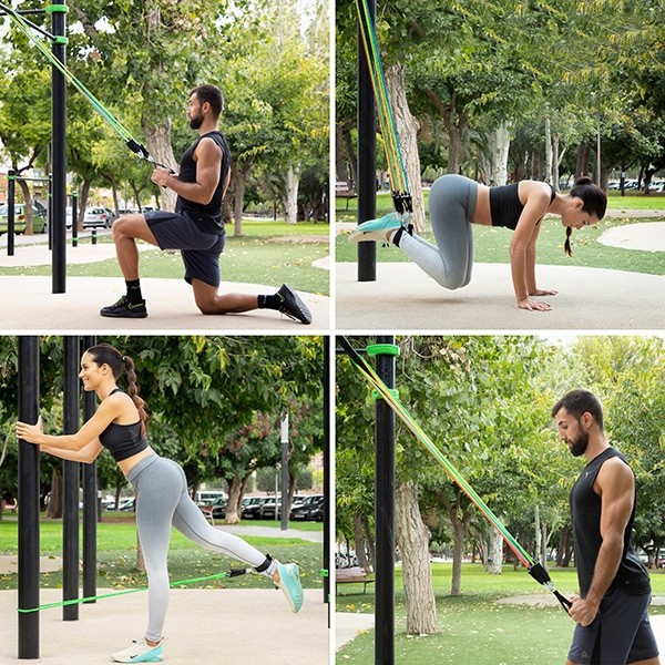 ELÁSTICOS RESISTENTES COM ACESSÓRIOS E GUIA DE EXERCÍCIOS