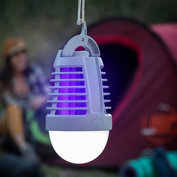 LÂMPADA ANTIMOSQUITOS RECARREGÁVEL COM LED 2 EM 1