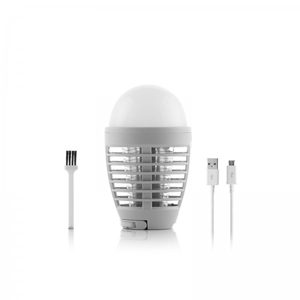LÂMPADA ANTIMOSQUITOS RECARREGÁVEL COM LED 2 EM 1