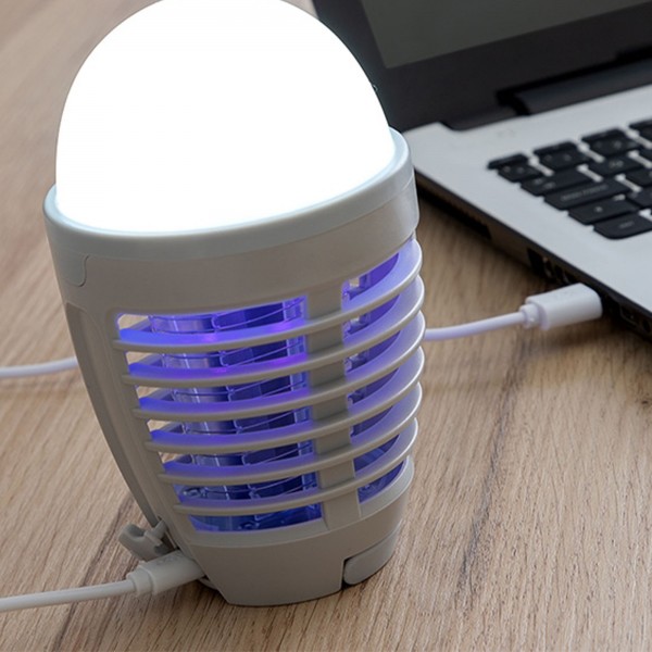 LÂMPADA ANTIMOSQUITOS RECARREGÁVEL COM LED 2 EM 1