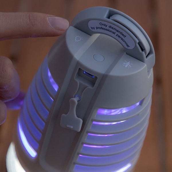 LÂMPADA ANTIMOSQUITOS RECARREGÁVEL COM LED 2 EM 1