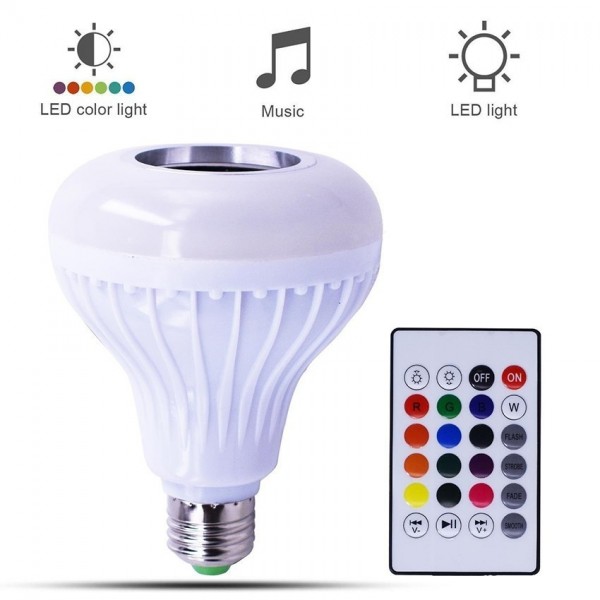 LAMPADA LED MUSICA, BLUETOOTH E COMANDO