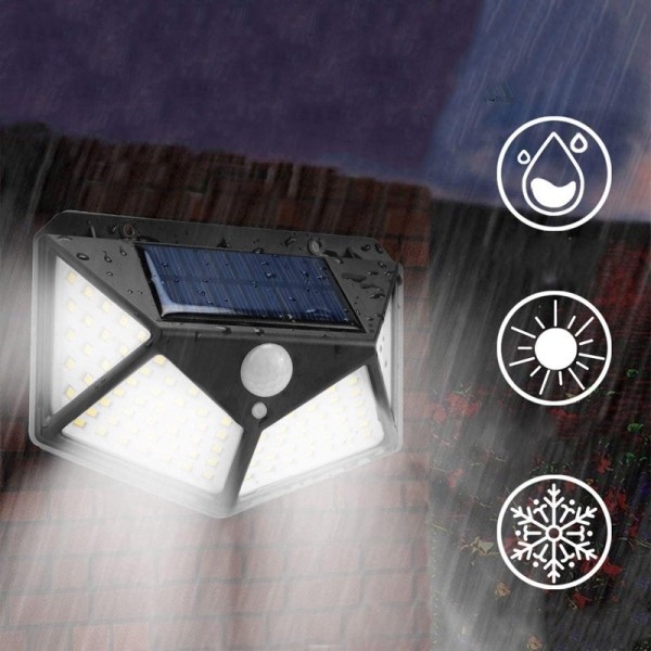 LUZ LED SOLAR DE PAREDE COM SENSOR DE MOVIMENTO - 100 LEDS