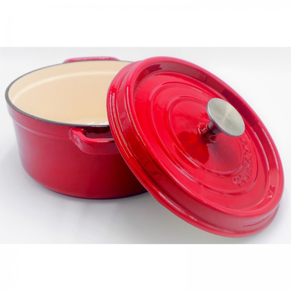 TACHO COCOTTE DE FERRO FUNDIDO VERMELHO - 24 CM